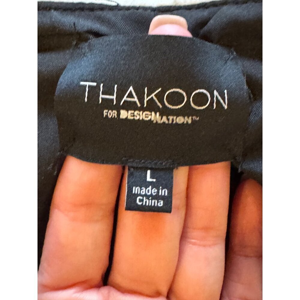 Thakoon Design Nation Vest Women Large Ivory Black Plaid Notch Lapel Open Long - Picture 10 of 13